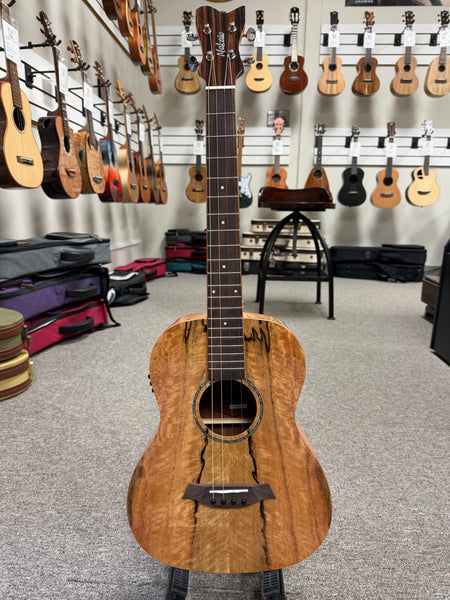 Makaio MSMBXS-10E Large Body Steel String Spalted Mango Electric Baritone Ukulele w/Case