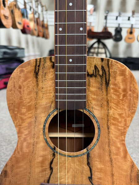 Makaio MSMBXS-10E Large Body Steel String Spalted Mango Electric Baritone Ukulele w/Case