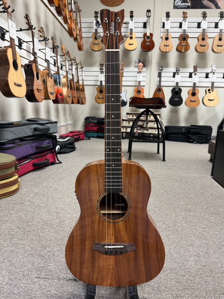 Makaio MKBXS-10E Large Body Steel String Koa Electric Baritone Ukulele w/Case