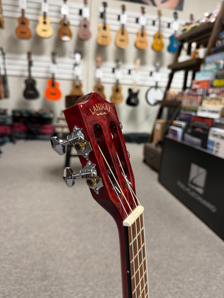LANIKAI QM-RDCEC Quilted Maple Electric Concert Ukulele w/Case- Pre Loved - Transparent Red