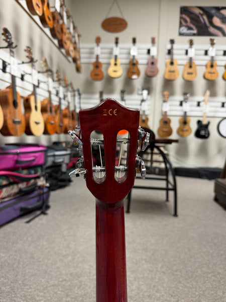 LANIKAI QM-RDCEC Quilted Maple Electric Concert Ukulele w/Case- Pre Loved - Transparent Red