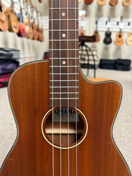Ohana BK-35CE Solid Mahogany Electric Baritone Ukulele - Cutaway/Electric