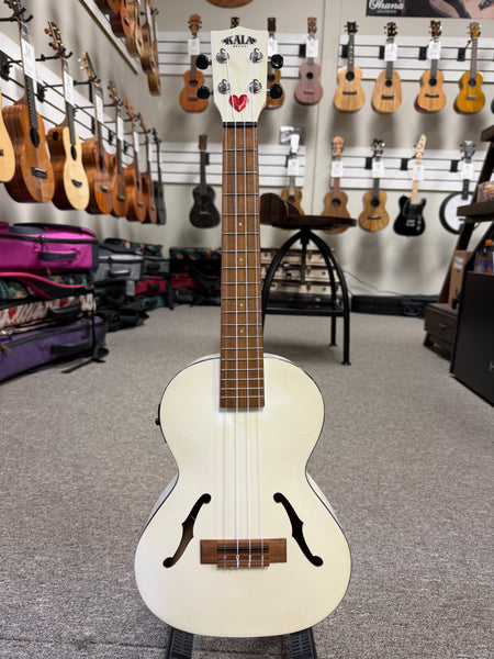 KALA KA-JTE-MTW Metallic White Archtop Electric Tenor Ukulele - Pre Loved