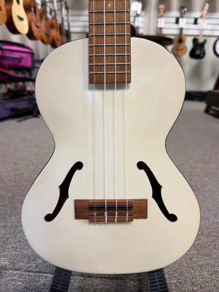 KALA KA-JTE-MTW Metallic White Archtop Electric Tenor Ukulele - Pre Loved