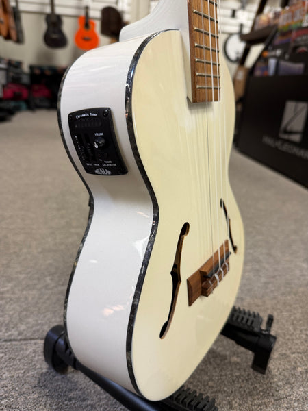 KALA KA-JTE-MTW Metallic White Archtop Electric Tenor Ukulele - Pre Loved