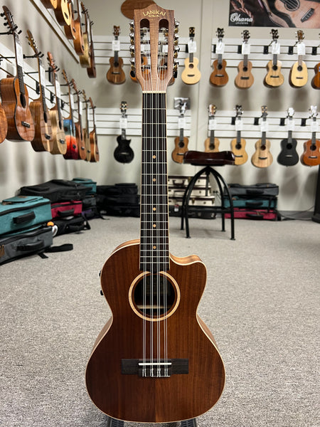 Lanikai ACST-8CET Acacia 8 String Tenor Ukulele w/Case - Solid Top - Cutaway/Fishman Pickup