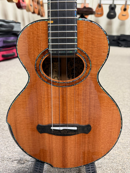Cornerstone Custom Solid Redwood/Quilted Sapele Tenor Ukulele w/Case  #133
