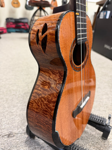 Cornerstone Custom Solid Redwood/Quilted Sapele Tenor Ukulele w/Case  #133