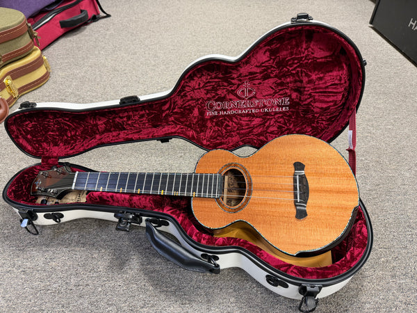 Cornerstone Custom Solid Redwood/Quilted Sapele Tenor Ukulele w/Case  #133