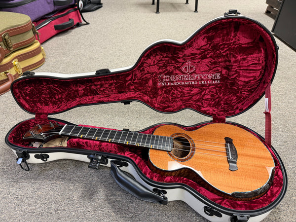 Cornerstone Custom Solid Redwood/Quilted Sapele Tenor Ukulele w/Case  #133