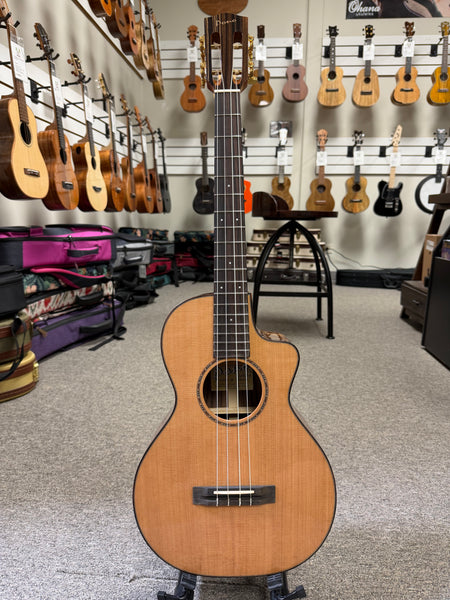 PONO ULNC4-4 Nylon String Solid Cedar/Rosewood Large Body Baritone Ukulele w/Case - Cutaway