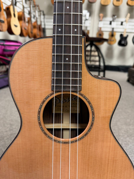 PONO ULNC4-4 Nylon String Solid Cedar/Rosewood Large Body Baritone Ukulele w/Case - Cutaway
