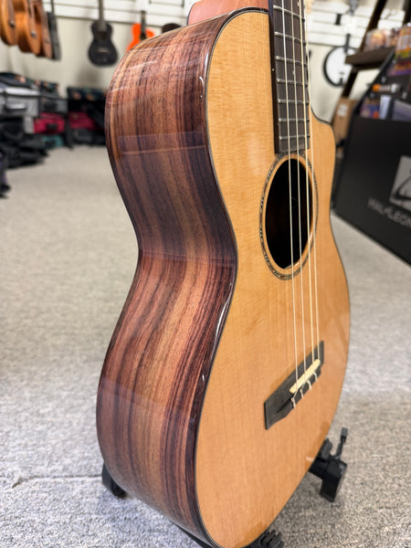 PONO ULNC4-4 Nylon String Solid Cedar/Rosewood Large Body Baritone Ukulele w/Case - Cutaway