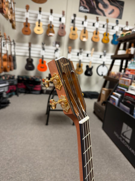 PONO ULNC4-4 Nylon String Solid Cedar/Rosewood Large Body Baritone Ukulele w/Case - Cutaway