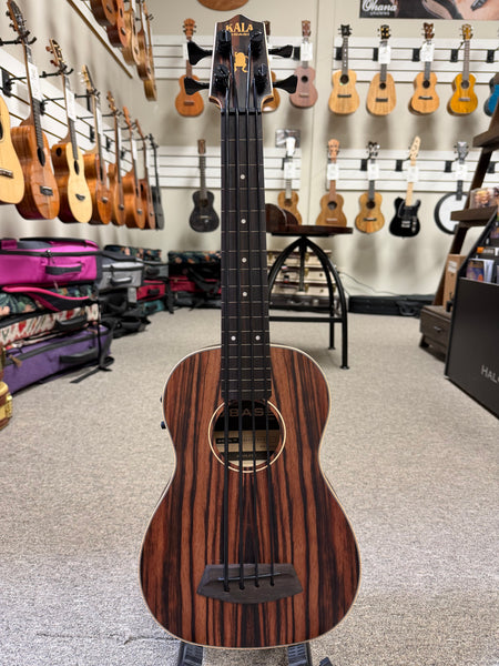 KALA EBY-FL Striped Ebony Fretless Acoustic-Electric U-Bass w/Case - UBASS