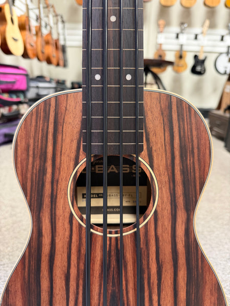 KALA EBY-FL Striped Ebony Fretless Acoustic-Electric U-Bass w/Case - UBASS