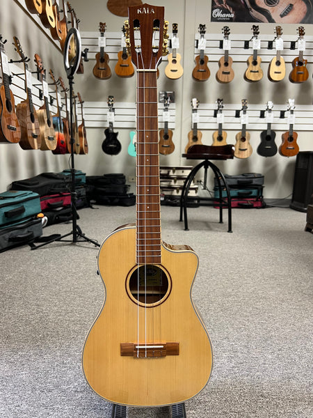 KALA KA-SKBGE-C Solid Spruce/Koa Electric Baritone Ukulele w/Cutaway