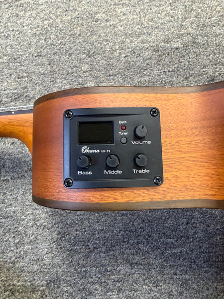 Ohana CK-35CE Mahogany Electric Concert Ukulele w/Cutaway - Solid Mahogany