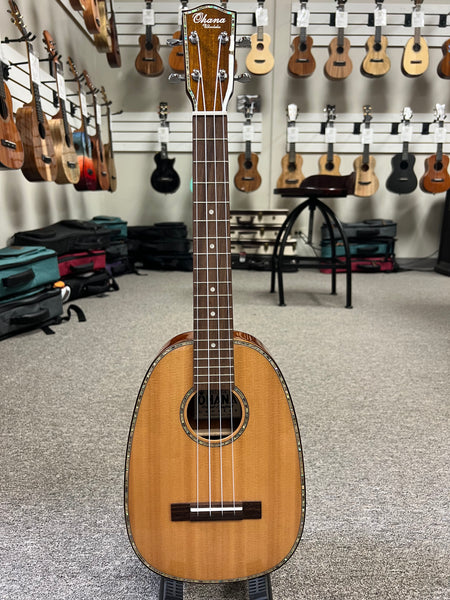 OHANA PKT-70G Pineapple Tenor Ukulele - Solid Spruce/Solid Mahogany