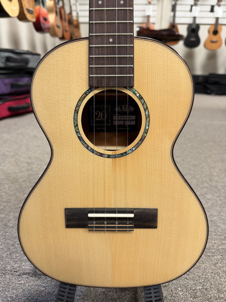 KALA KA-20th-SQS-T Solid Spruce/Quilted Sapele Tenor Ukulele w/Case - B-Stock - 20th Anniversary Limited Edition