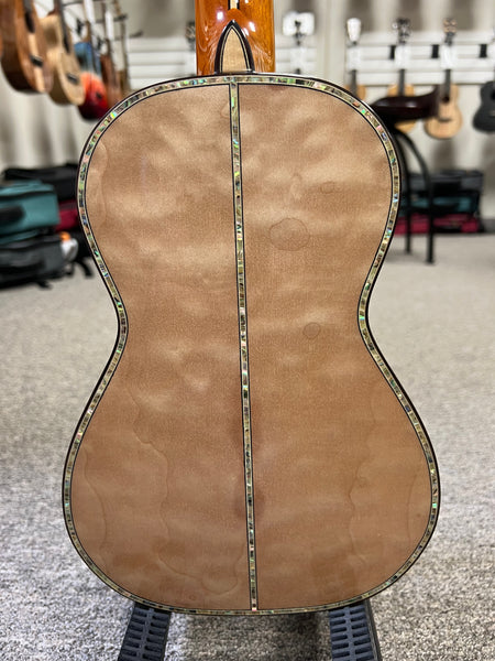 OHANA CK-450QEL Solid Quilted Eucalyptus Concert Ukulele - Bevel Armrest