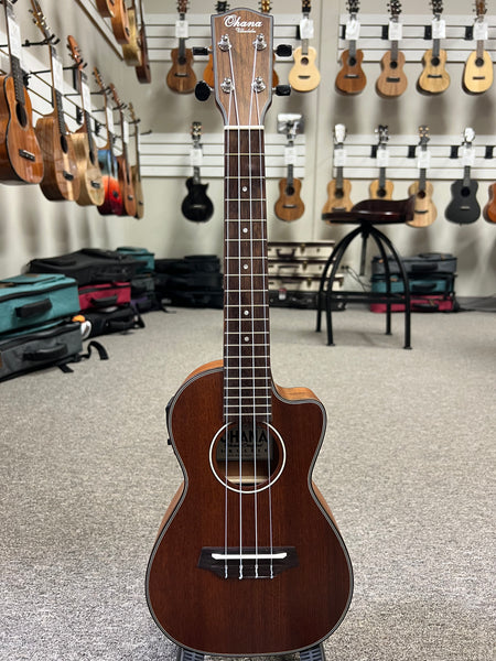 Ohana CK-35CE Mahogany Electric Concert Ukulele w/Cutaway - Solid Mahogany