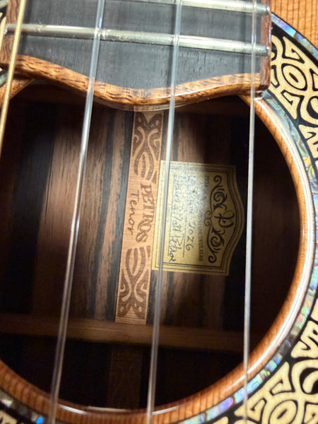 Petros Custom Solid Cedar/Ebony Tenor Ukulele w/Case #201