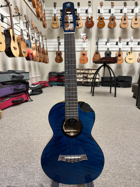 Flight Comet Blue Tenor Electric Ukulele w/Case - Solid Flamed Maple/Solid Mango