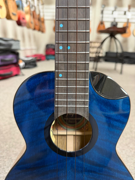 Flight Comet Blue Tenor Electric Ukulele w/Case - Solid Flamed Maple/Solid Mango