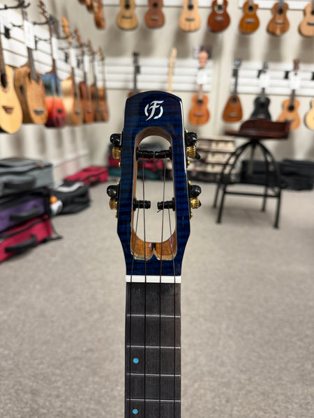 Flight Comet Blue Tenor Electric Ukulele w/Case - Solid Flamed Maple/Solid Mango