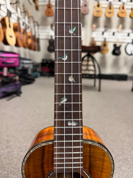 OHANA CK-570G Solid Koa Concert Ukulele w/Case - Abalone Bird Inlays