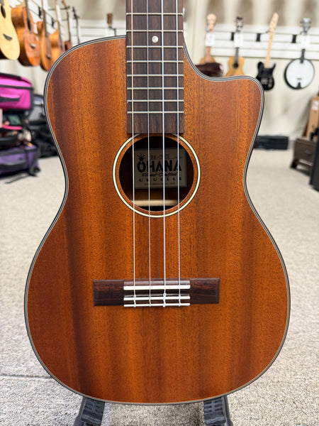 Ohana BK-35CE Solid Mahogany Electric Baritone Ukulele - Cutaway/Electric