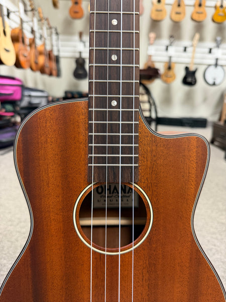 Ohana BK-35CE Solid Mahogany Electric Baritone Ukulele - Cutaway/Electric