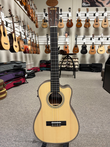 KALA KA-SSEBY-B-CE Electric Cutaway Baritone Ukulele -Solid Spruce/Ebony