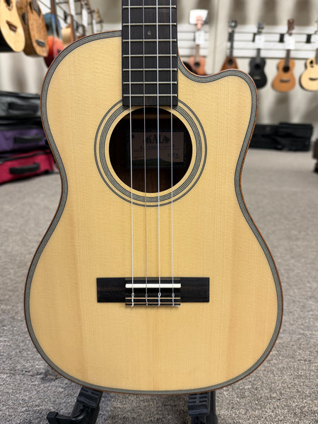 KALA KA-SSEBY-B-CE Electric Cutaway Baritone Ukulele -Solid Spruce/Ebony