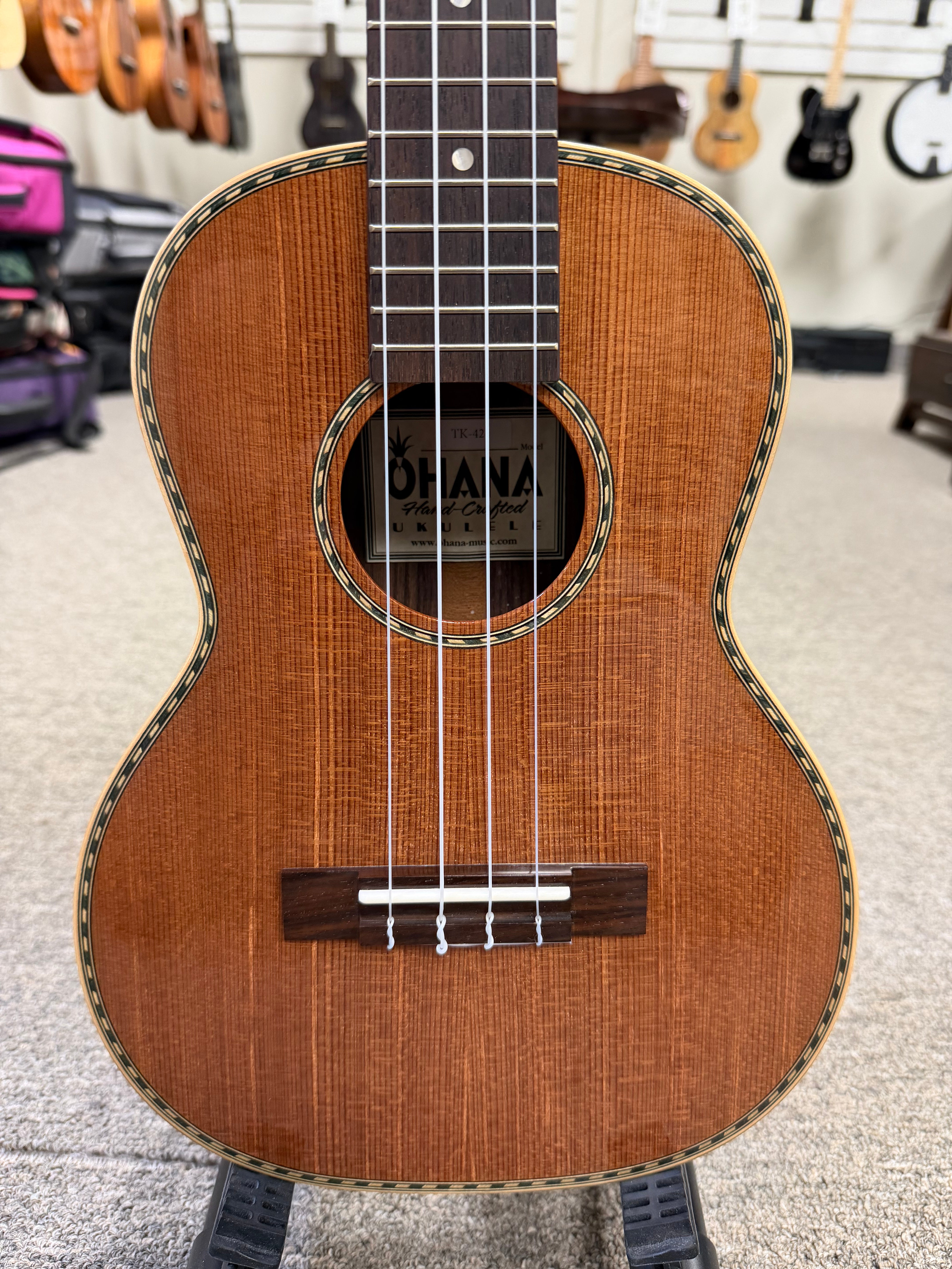 Ohana TK-42 Solid Sinker Redwood/Rosewood Tenor Ukulele - Limited