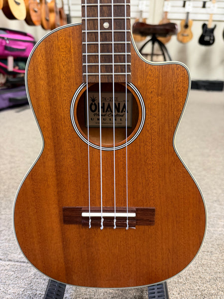 OHANA TK-20CE Mahogany Electric Tenor Ukulele - Solid Mahogany Top Cutaway Electric