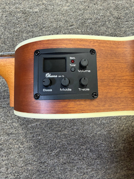 OHANA TK-20CE Mahogany Electric Tenor Ukulele - Solid Mahogany Top Cutaway Electric