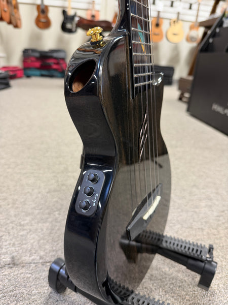 Enya EUT Feather Solid Mahogany Black Electric Tenor Ukulele w/Case- Built in Effects