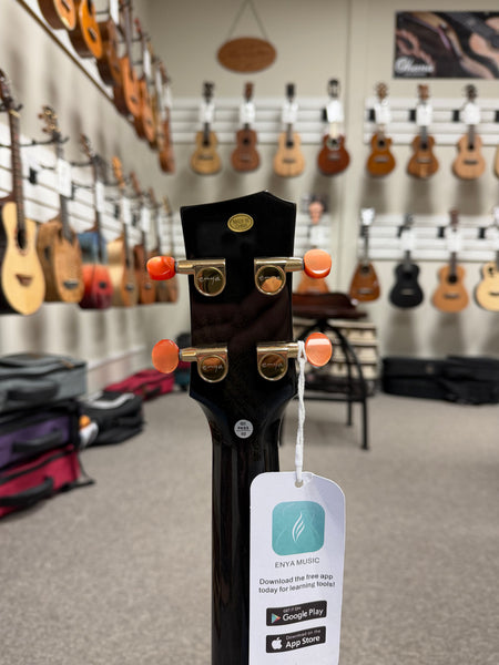 Enya EUT Feather Solid Mahogany Black Electric Tenor Ukulele w/Case- Built in Effects