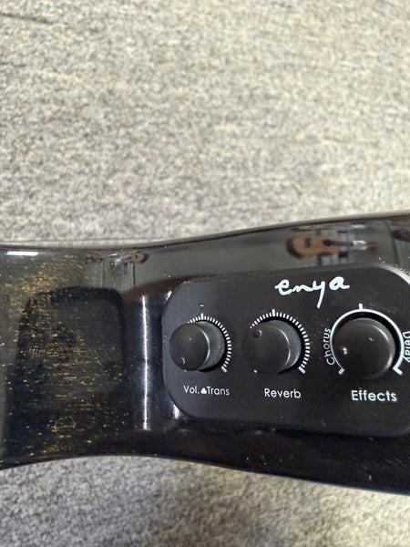 Enya EUT Feather Solid Mahogany Black Electric Tenor Ukulele w/Case- Built in Effects