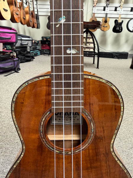 OHANA TK-570G Solid Koa Tenor Ukulele w/Case - Abalone Bird Inlays