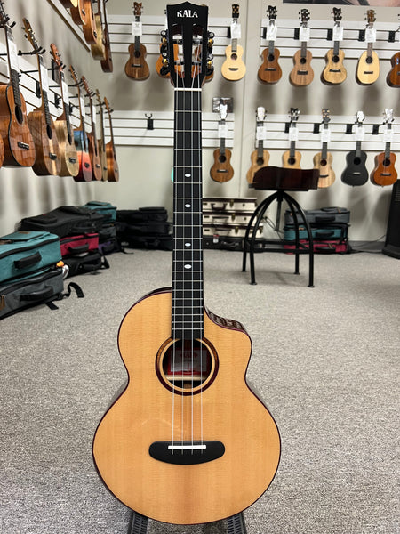 KALA KA-CT-SSRW-BG Solid Spruce/Rosewood Baritone Ukulele w/Case - Contour Series