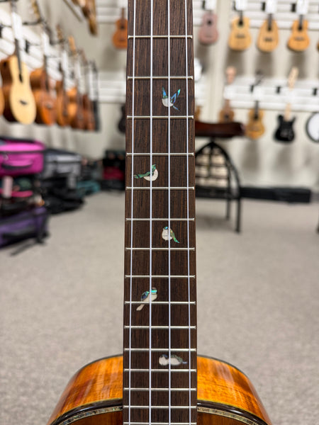 OHANA TK-570G Solid Koa Tenor Ukulele w/Case - Abalone Bird Inlays