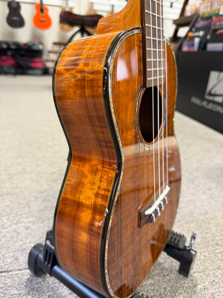 OHANA TK-570G Solid Koa Tenor Ukulele w/Case - Abalone Bird Inlays