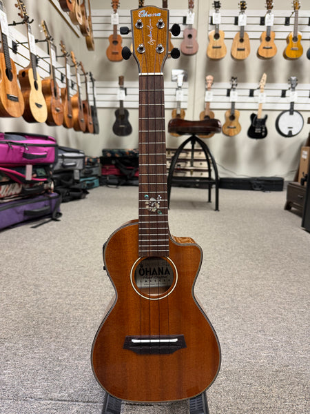 Ohana CK-35CGE-CL Cynthia Lin Solid Mahogany Electric Concert Ukulele w/Case