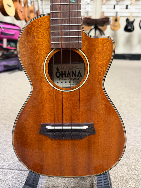 Ohana CK-35CGE-CL Cynthia Lin Solid Mahogany Electric Concert Ukulele w/Case
