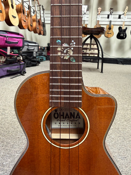 Ohana CK-35CGE-CL Cynthia Lin Solid Mahogany Electric Concert Ukulele w/Case