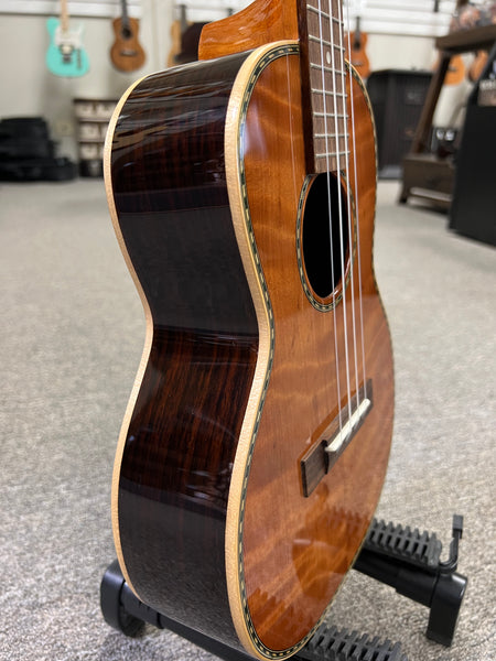 Ohana TK-45 Solid Curly Redwood/Rosewood Tenor Ukulele - Limited Edition