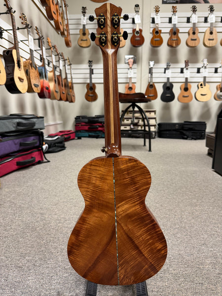 Bruce Wei Solid Curly Koa Tenor Ukulele w/Case - Pre Loved - Floral Inlay